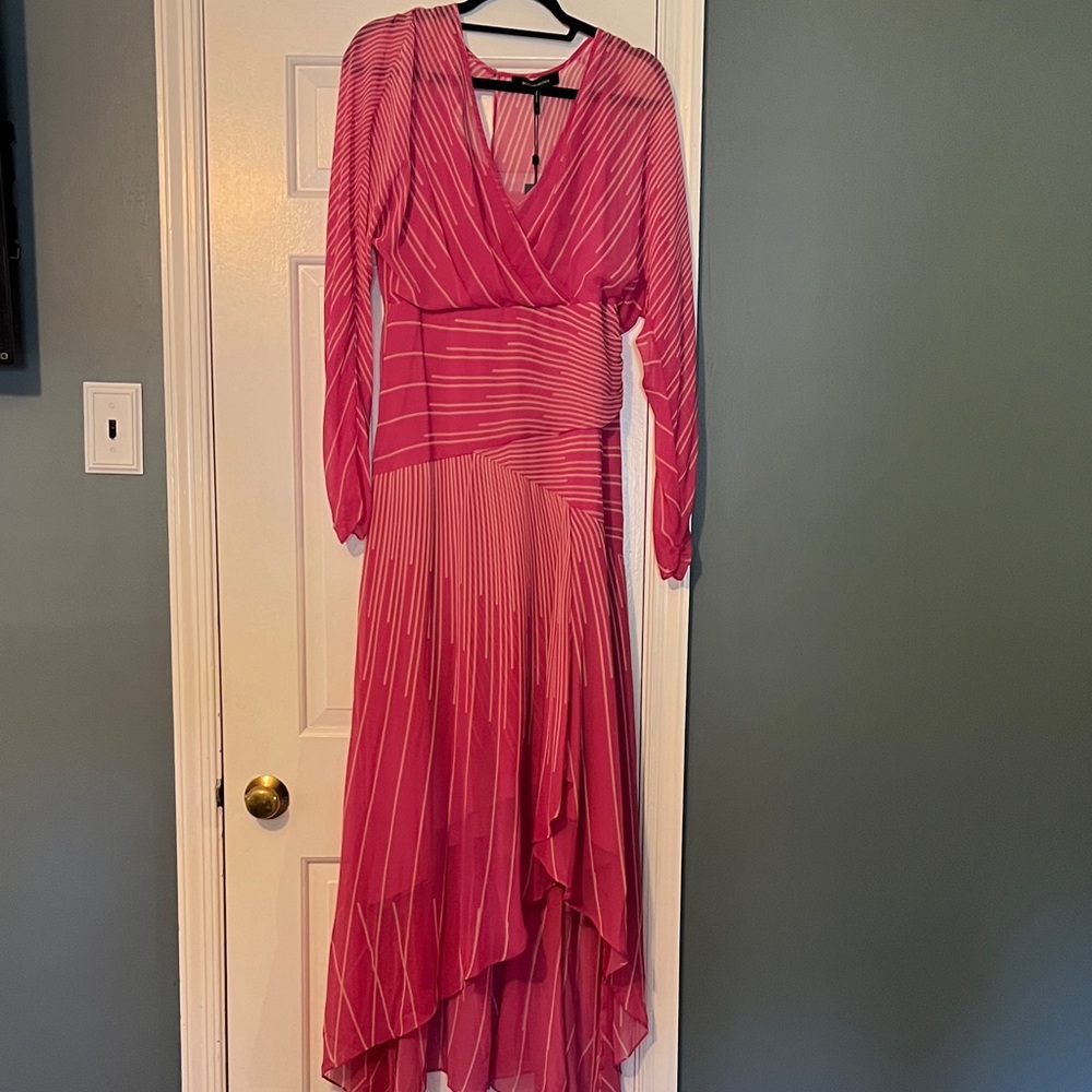 BCBGMaxAzria Fuchsia Striped Long Sleeve Dress